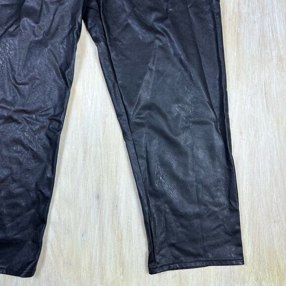 Commando Black Faux Leather Vegan High Waisted Belted Paperbag Pants XL - Picture 5 of 13